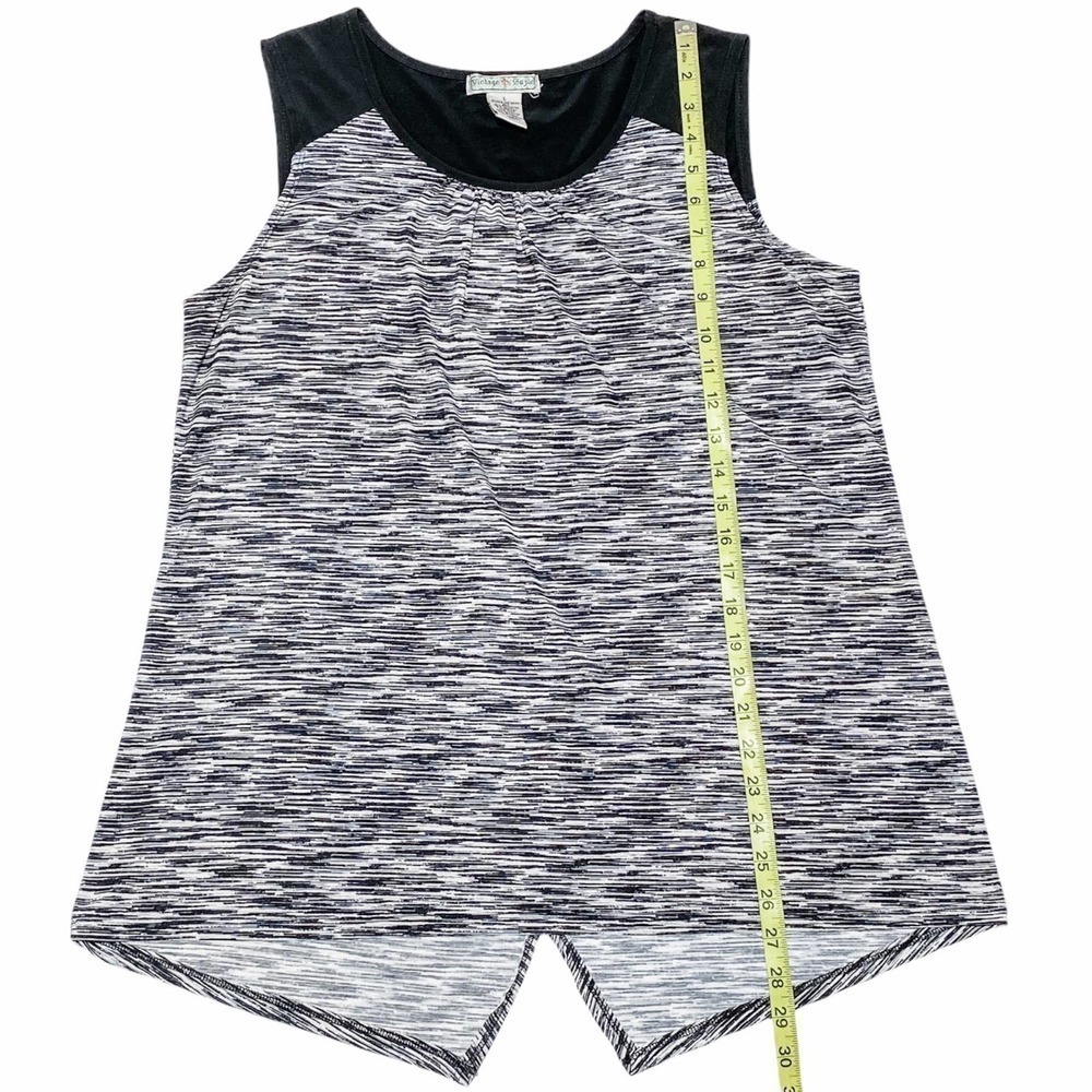 VINTAGE Suzie Black White Heathered Sleeveless Top - Picture 7 of 11
